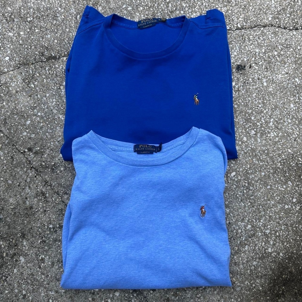*SOLD* Lot of (2) Polo Ralph Lauren blue classic t-shirt bundle Summer Casual Sz